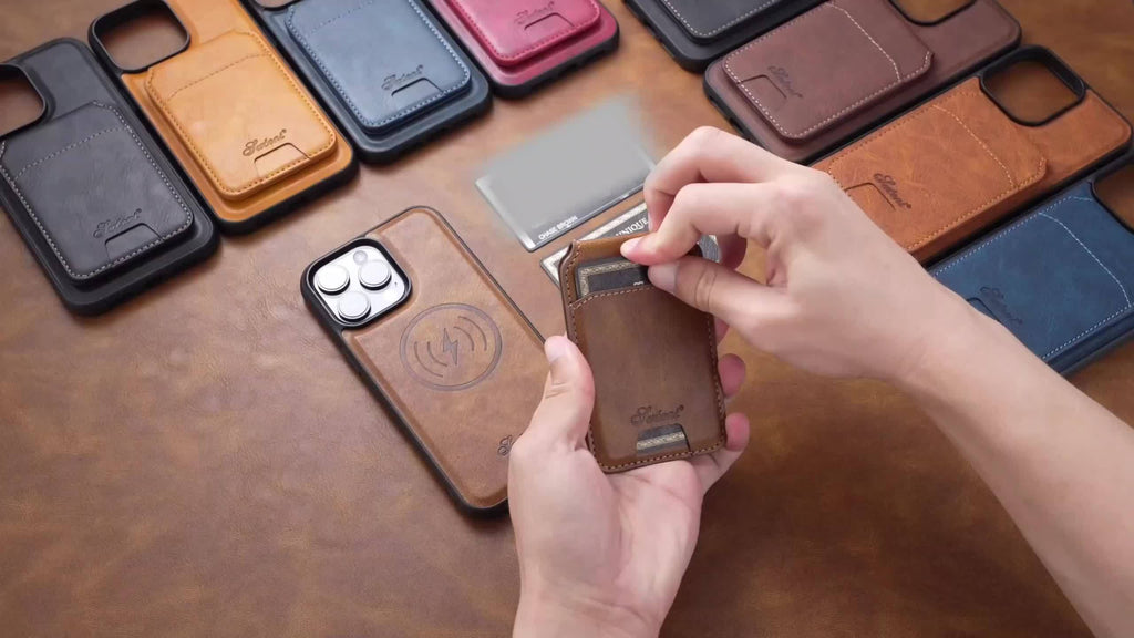 Funda con tarjetero 2 en 1 para iPhone compatible con carga inalámbrica, tarjetero magnético y cartera
