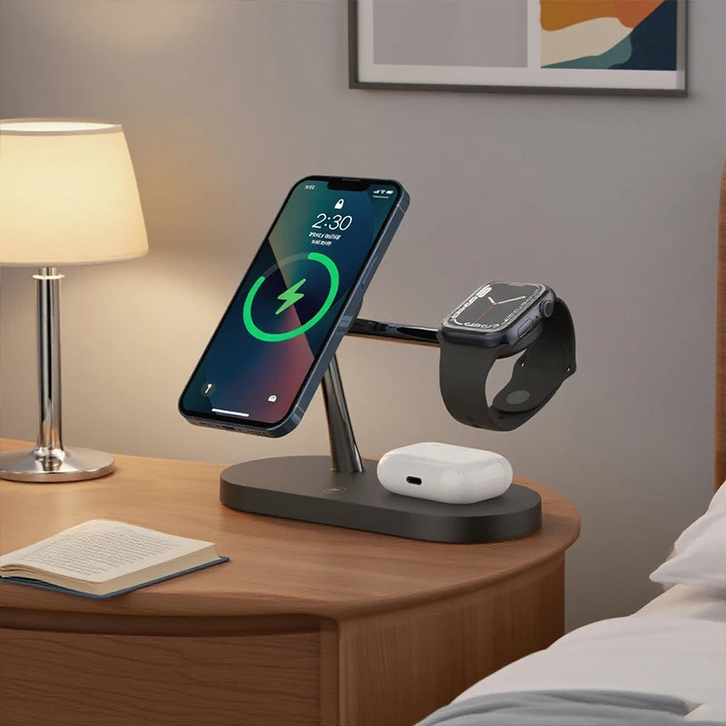 3-in-1 Wireless Charging Stand for iPhone, Apple Watch & AirPods - Fast Charging Station
