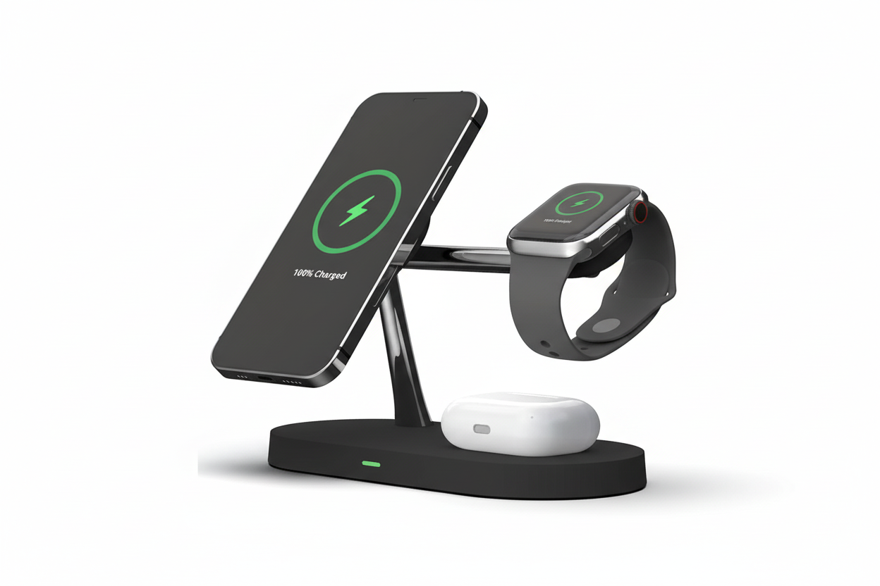 3-in-1 Wireless Charging Stand for iPhone, Apple Watch & AirPods - Fast Charging Station
