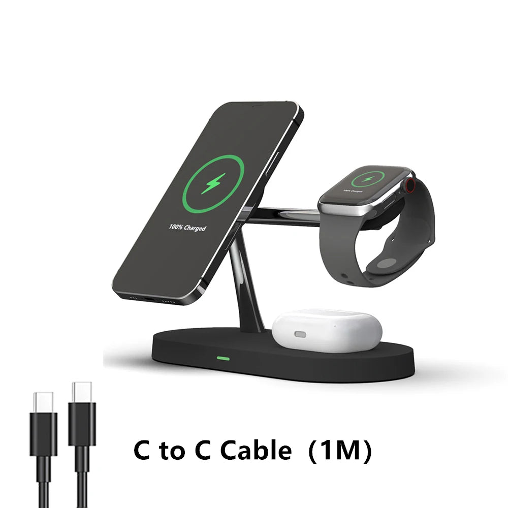 3-in-1 Wireless Charging Stand for iPhone, Apple Watch & AirPods - Fast Charging Station
