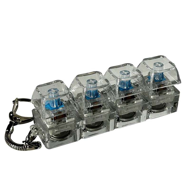 4-key mechanical keyboard keychain with LED lights and transparent keycaps - portable stress relief fidget toy