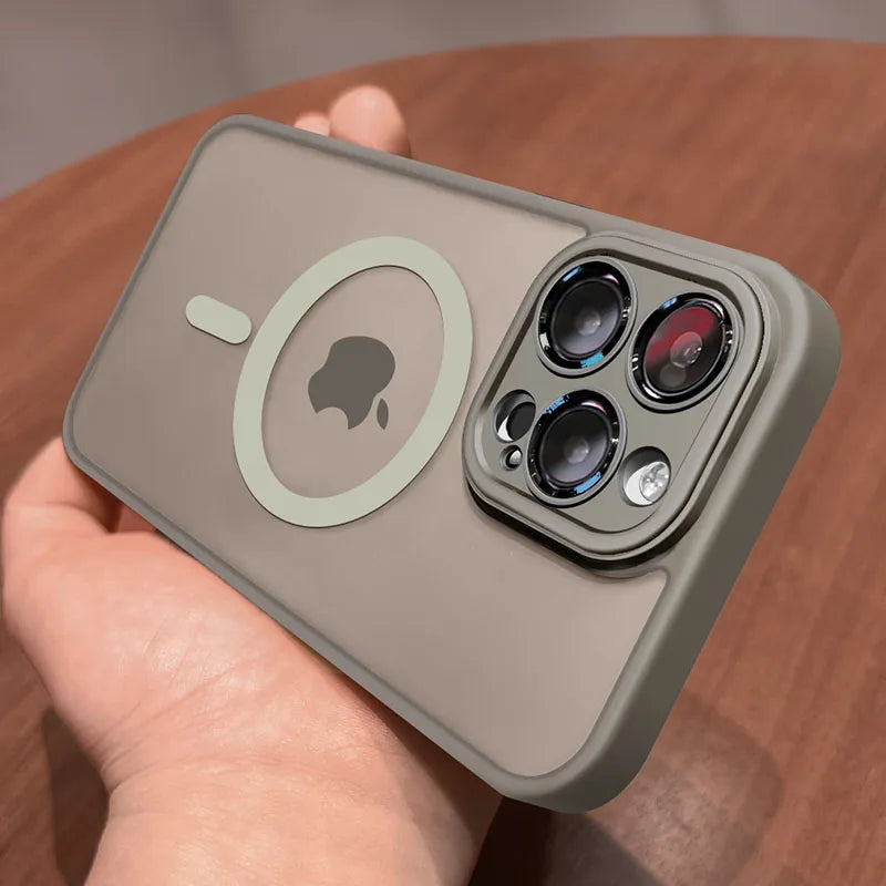 Funda de lujo con acabado mate con carga inalámbrica magnética MagSafe para iPhone